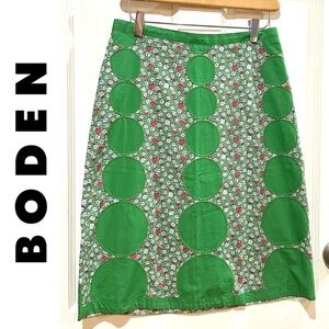NWOT Boden Retro Circle Appliqué A-Line Skirt Preppy British Style Size 4